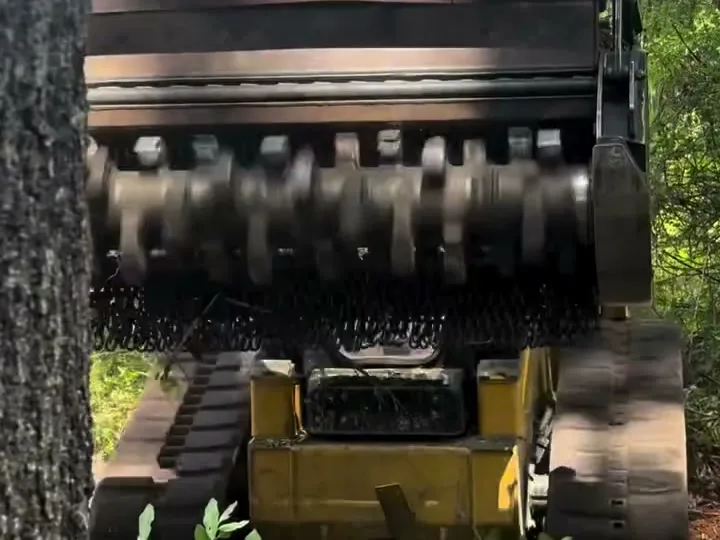 Close-up of the forestry mulcher drum and teeth